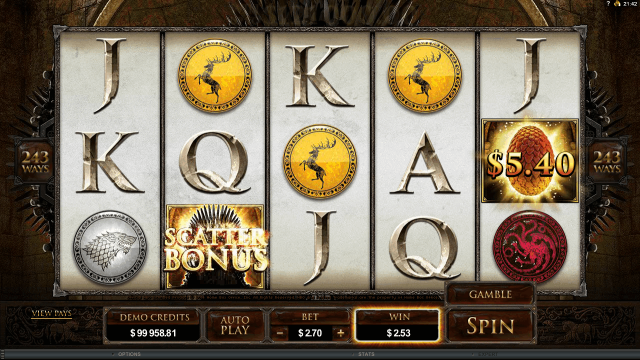 Бонусная игра Game Of Thrones 5