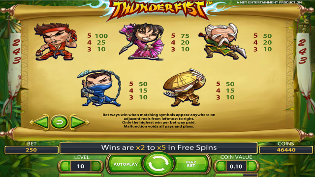Характеристики слота Thunderfist 2
